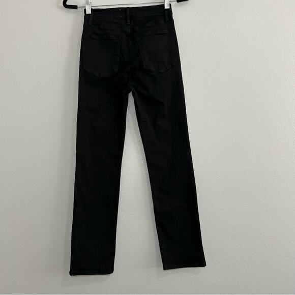 Frame Le Super High Jeans Straight Leg Exposed Zip Black Size 24 Rare - Picture 9 of 13